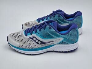 Saucony Womens Ride 10 Running Shoes White Blue Size 7.5 S10373-3